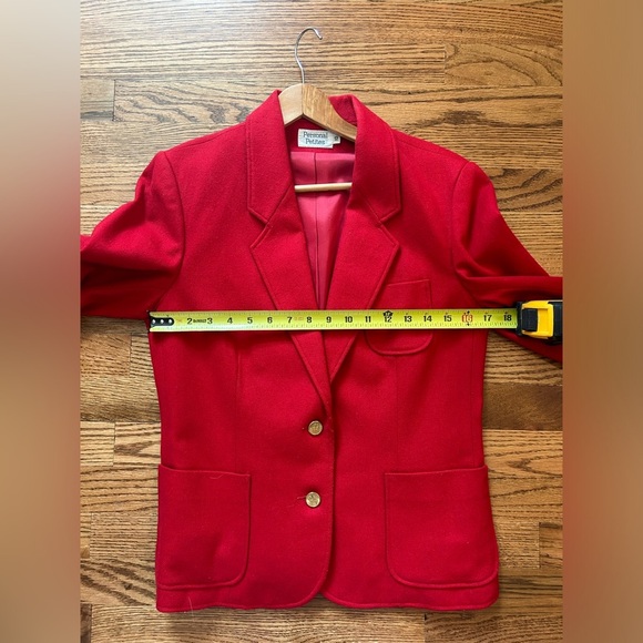 Vintage Personal Petites Red Wool Blazer with Pockets, Size 10 P - Picture 3 of 6